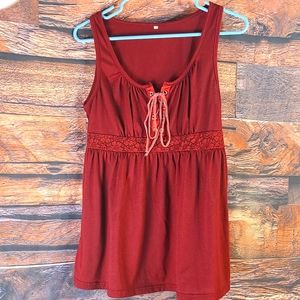 Cotton Sleeveless Corset Top - Maroon